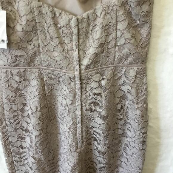 David Bridal Short Mocha Lace Dress with V-Neck - Picture 13 of 16